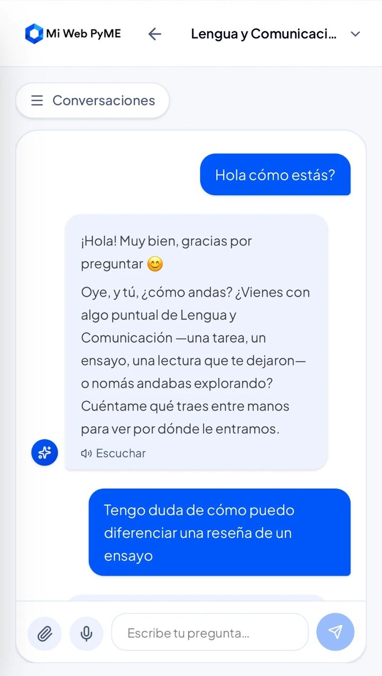 El Profe, agente tutor, en el celular